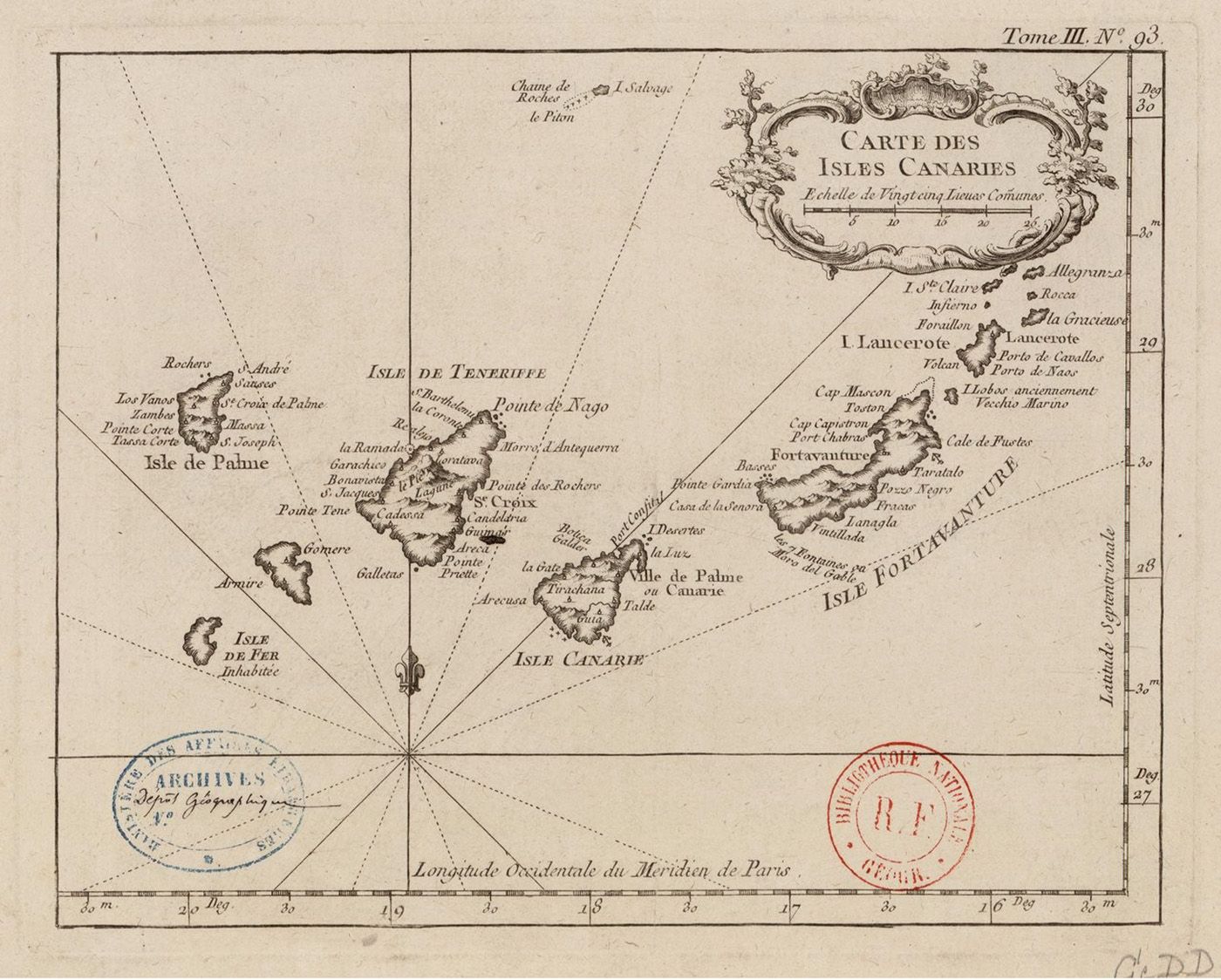 Carte des Isles Canaries, Bellin 1764